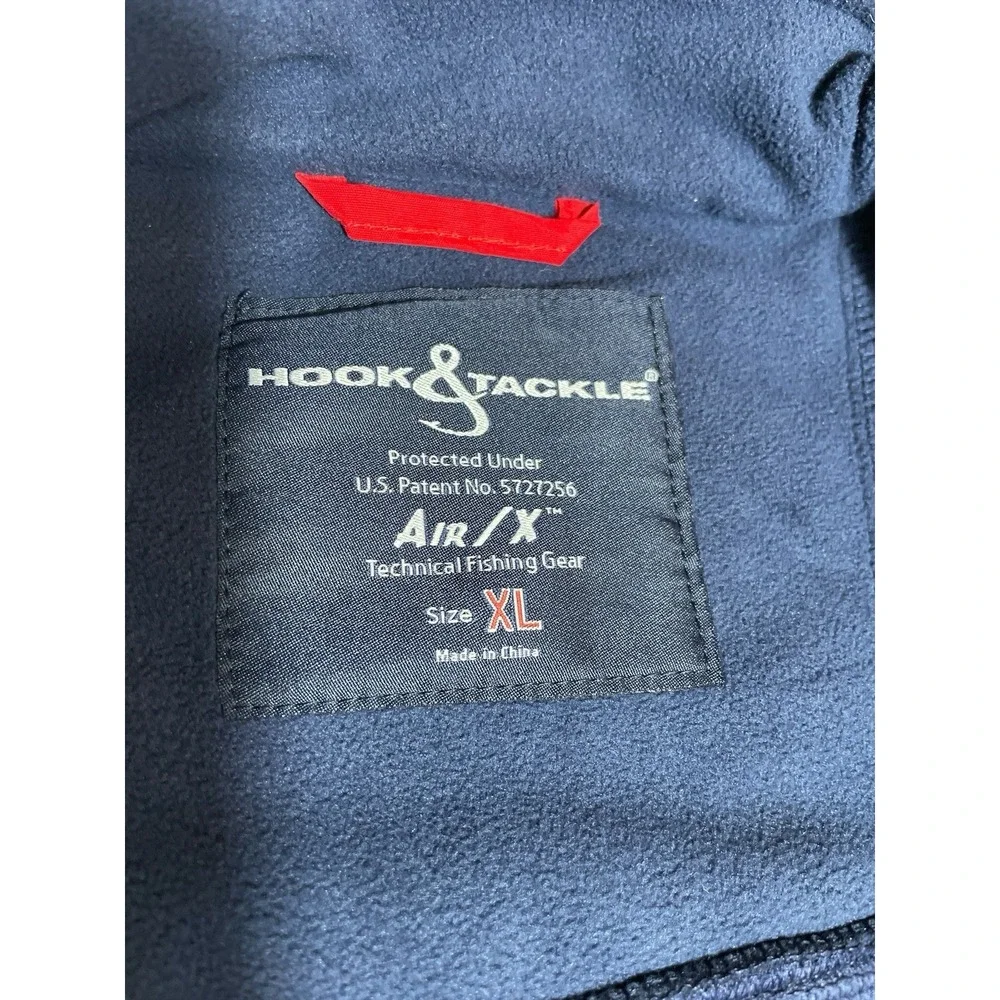 HOOK & TACKLE Air/X Tech Fish Gear Men's XL Blue Jacket‎ Huge Pockets Front